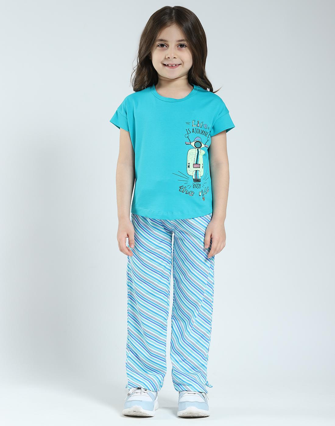 

Напечатанный комплект для девочек Монте-Карло обычного кроя с полурукавом 7-8 Years зелёный