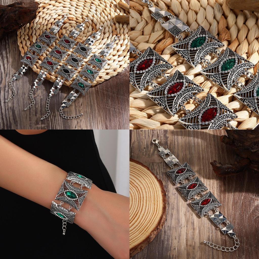 Nepal Ethnic Style Vintage Silver Alloy Crystal Bracelet For Women Gift