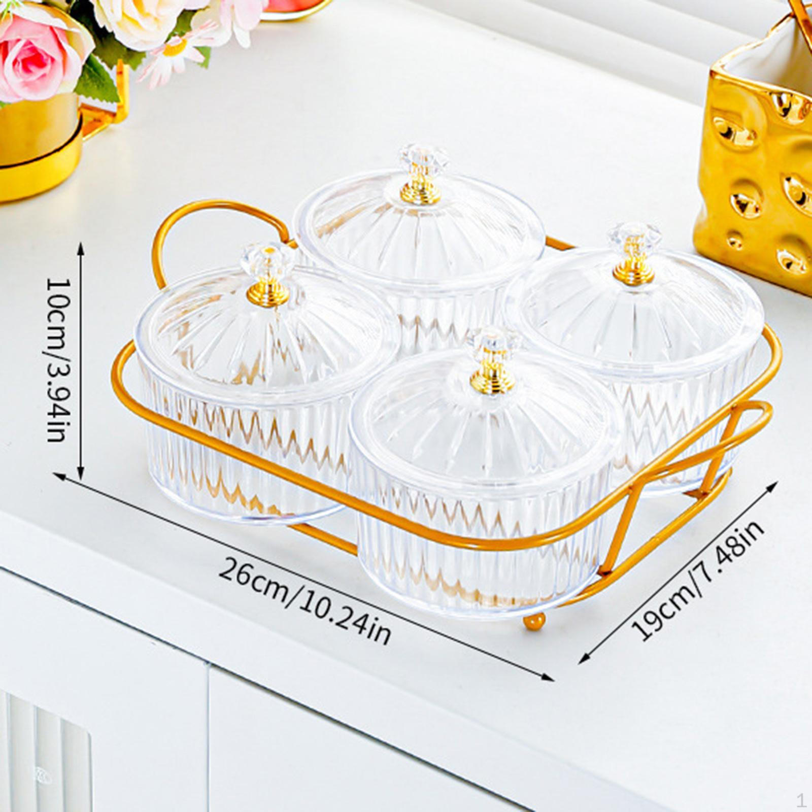 Поднос для сервировки с отсеком, ящик для хранения закусок и снэков Transparent 4 bowls