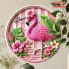 Stilvolles 2D Flaches Metallschild Rosa Flamingo Kranz für Heimwanddekoration Schlafzimmer Wohnzimmer Café