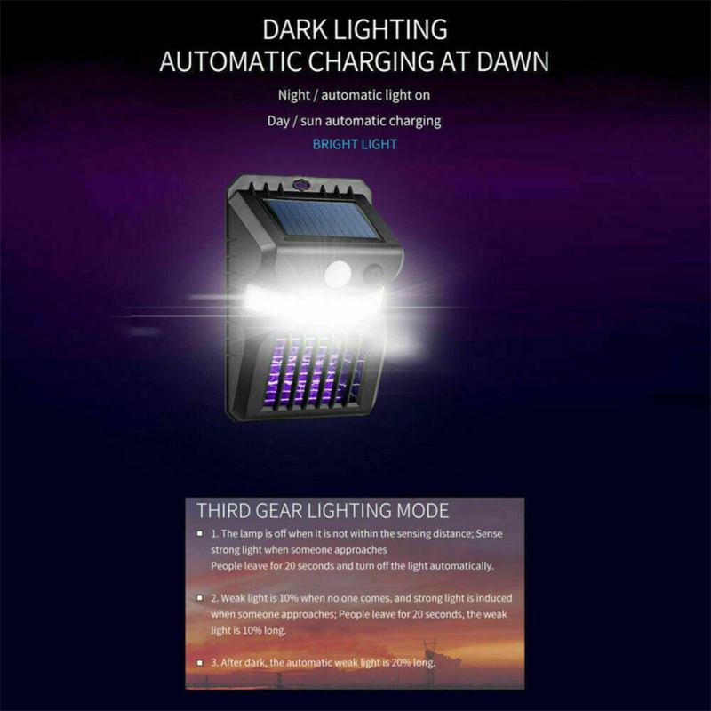 Solar Bug Zapper Mosquito Killer Lamp Outdoor Camping Led Light Outdoor Microwave Fly Insect Zapper