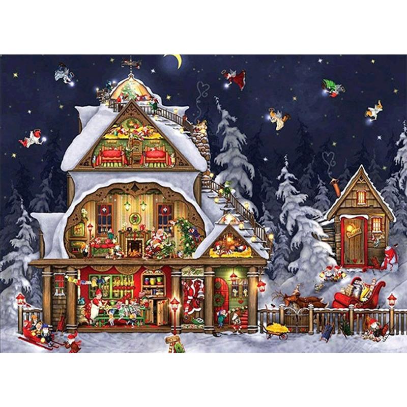 Fai da te Cartone Animato Pupazzo di Neve Pittura Diamante 5D Trapano Rotondo Completo Babbo Natale Ricamo Diamante Regalo di Natale Kit di Ricamo Regalo