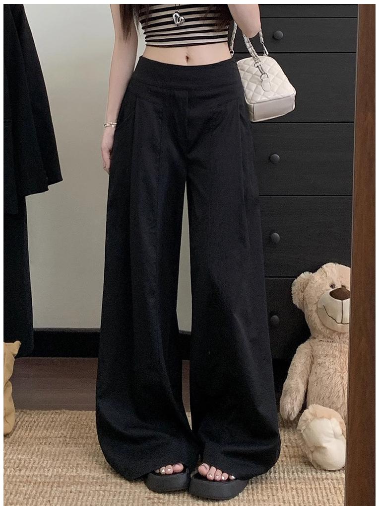 Women's Khaki High-Waisted Casual Wide-Leg Pants - Loose, Slimming, and Lightweight for Summer 2026