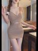 Women's Sexy Low-Cut V-Neck Dress - Slim Fit, Belly-Covering, Tight Hip Skirt for Summer