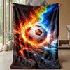 Soccer Ball with Fire and Lightning Theme blanket Lightweight Warm Flannel Blanket Decorative Throw Blanket for Home Decoration