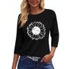 Women's Fashion Casual Round Neck 3/4 Sleeve Loose  Printed T-Shirt Ladies Top