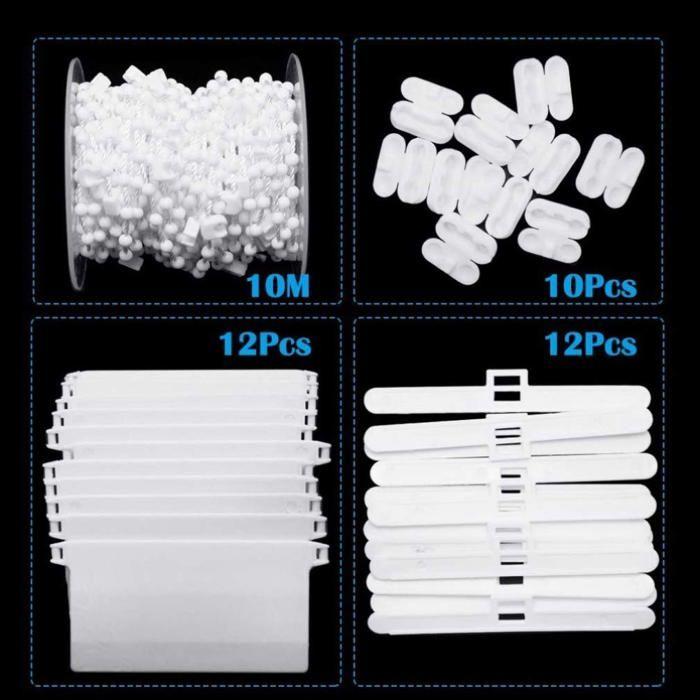 Kit 35 pièces accessoires pour stores verticaux - chaîne 10 m, 10 connecteurs, 12 cintres 89 mm