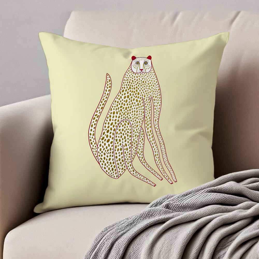 Geometric Animal Leopard Abstract Pattern Art Cushion Cover Pillowcase Antidustmite Invisible Zipper Short Plush Sofa Cushion