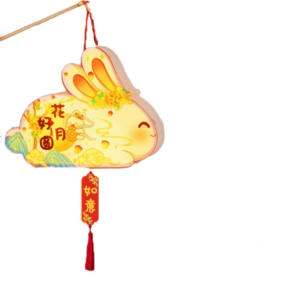 Cartoon Mid-Autumn Festival Lantern Glowing Lantern DIY Material Package Rabbit Lanterns  Gifts