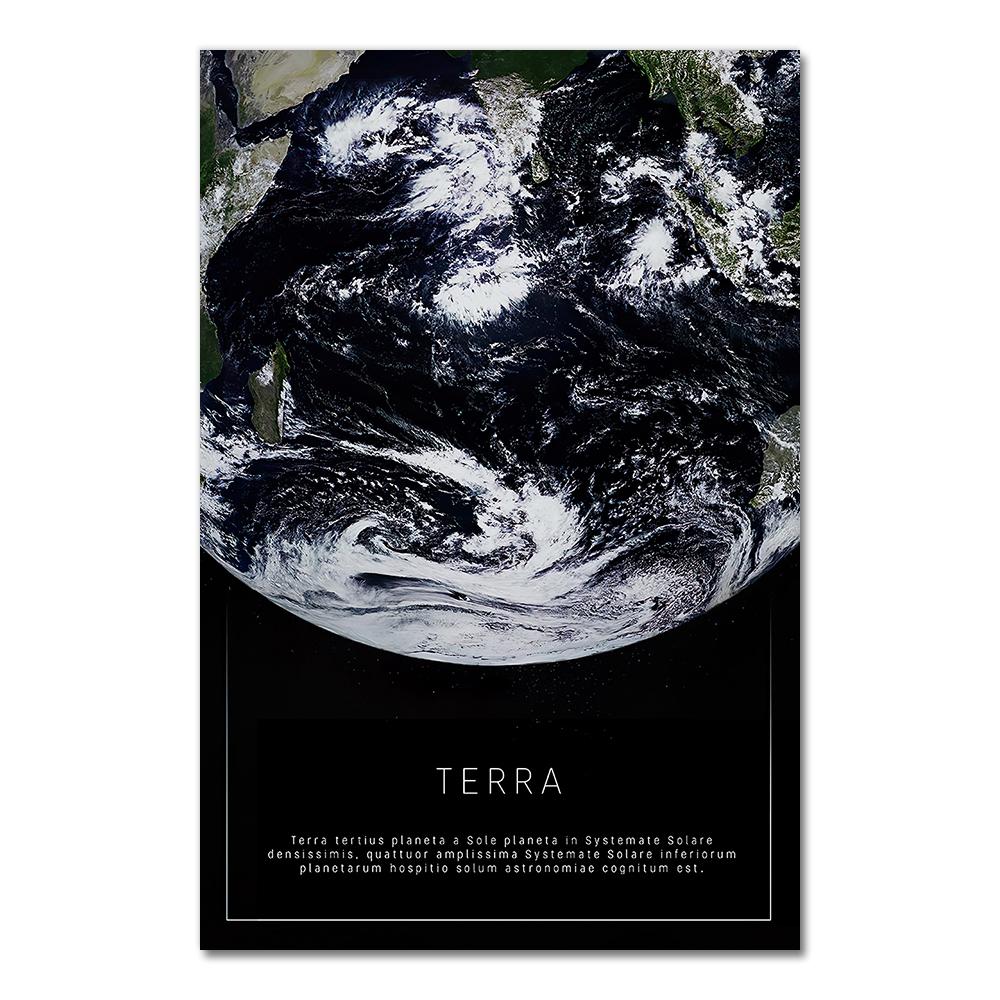 Canvas Painting Black and white poster of the moon Earth seen from space living room decoration wall Scandinavian painting