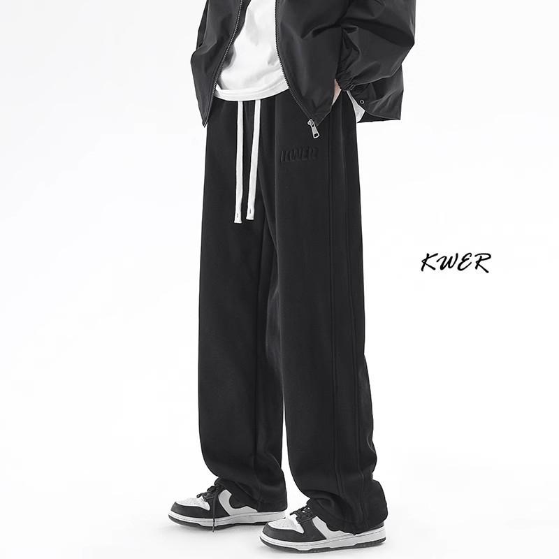 New trendy sweatpants men's new casual pants large size loose straight pants spring wide-leg pants