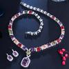 Bridal Color Zircon Necklace Earrings Two-Piece Wedding Dress Noble Earrings Banquet Set Chain