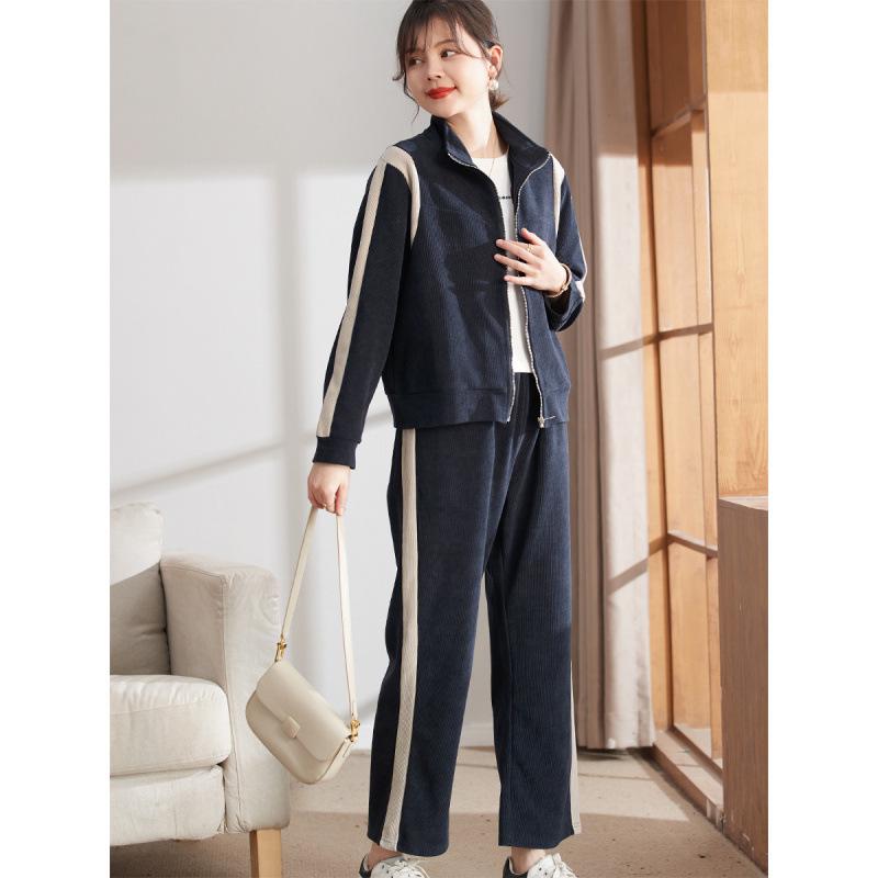 Autumn Casual Two-Piece Set for Middle-Aged Women - Plus Size Fashionable Sportswear