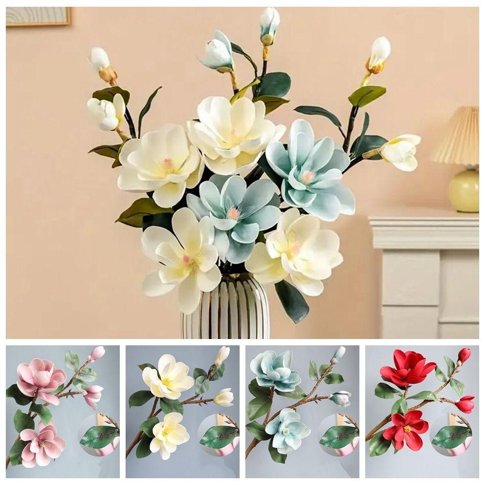 

Handmade Magnolia Flower Branch Real Touch Artificial Flower Big Magnolia Outdoor Garden Decor