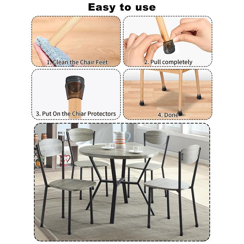 Silicone Chair Leg Floor Protectors for Hardwood,8Pcs Non-Slip Furniture Leg Caps,Quiet Rubber Table Feet Covers for 3-4cm Round Legs,Anti-Scratch