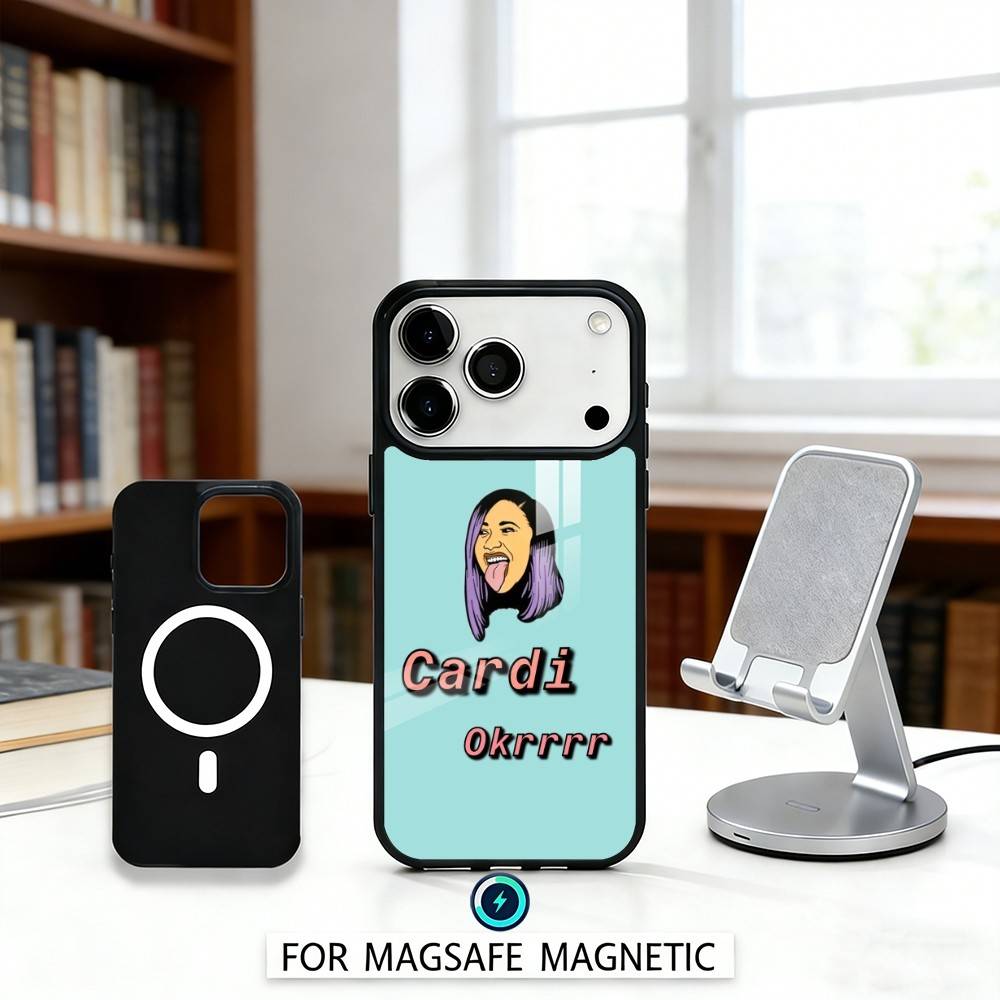 

Чехол для телефона горячей рэперши Карди Би, магнитный, для iPhone 17 16 15 14 13 12 Pro Max, с покрытием для беспроводной зарядки Magsafe iPhone15