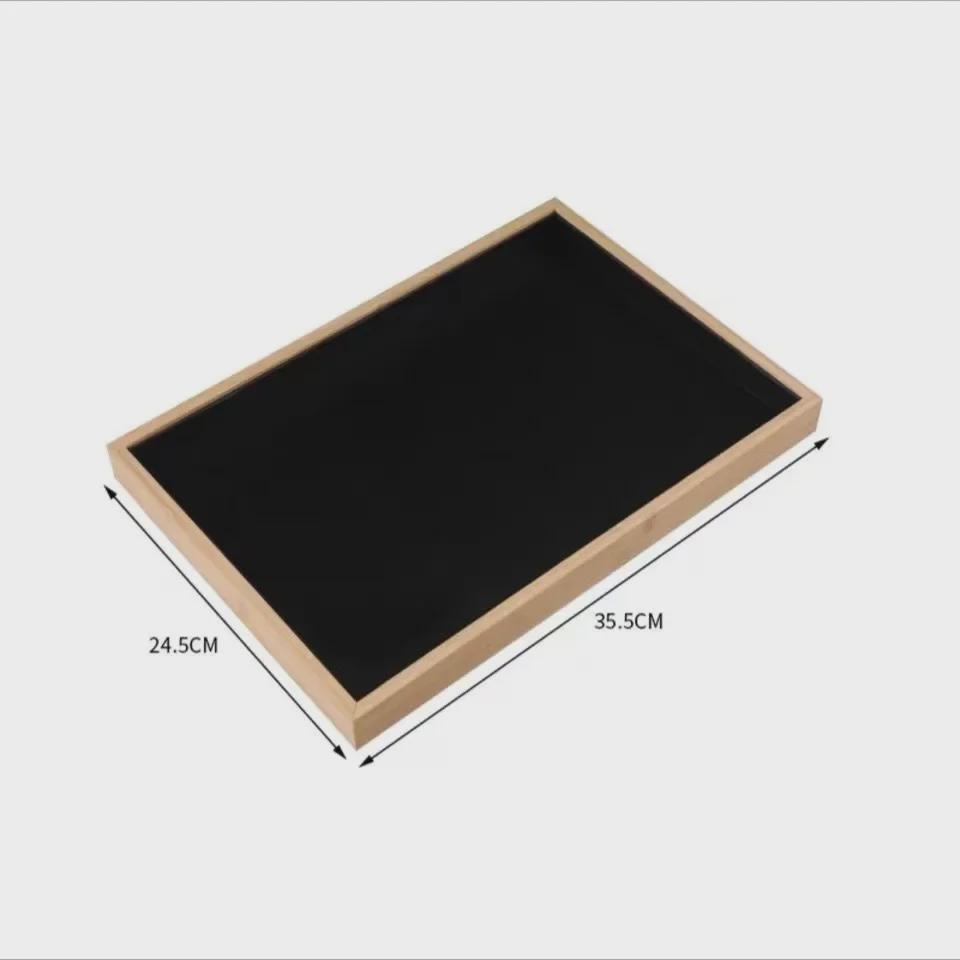 Bamboo and Wood Velvet Jewelry Tray for Bracelets and Earrings Display