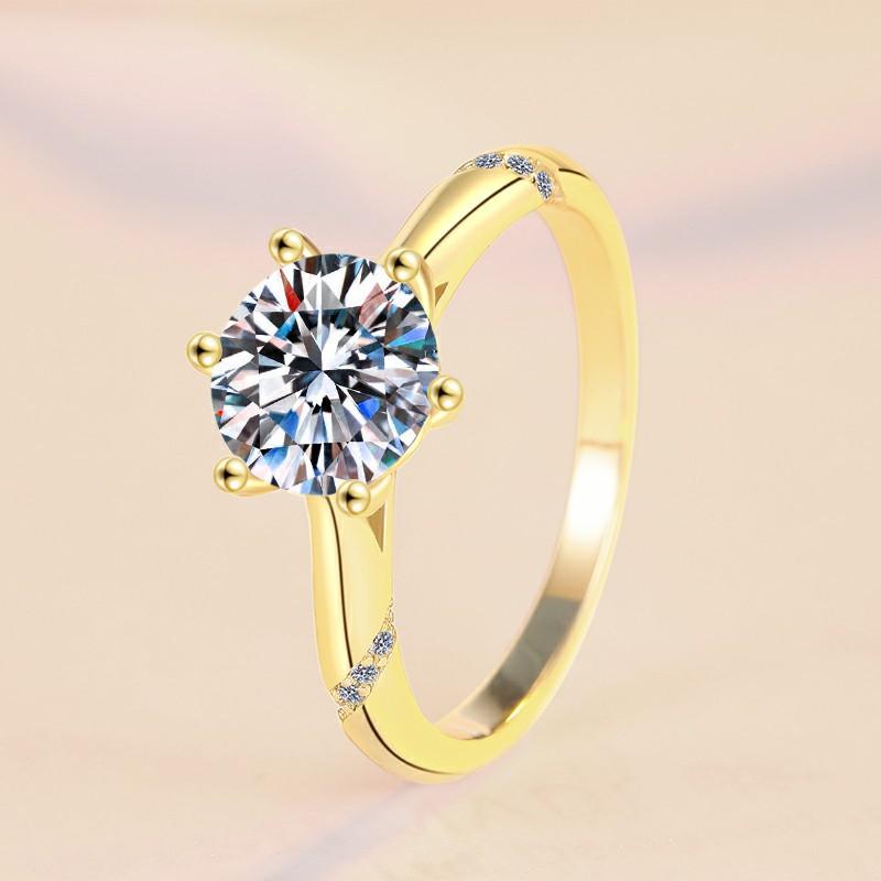 0.5-2ct D Color Moissanite Engagement Ring for Women 925 Silver Gold Plated Solitaire Rings