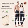 Men's Wool Camel Hair Long Leg Warmers with Knee Pads, Thickened Plus Velvet Cotton Layer, Women's Black Base Layer Pants for Autumn