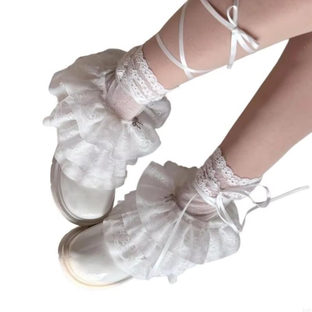New Ruffle Lace Leg Warmer Comfortable Stretchy Boot Socks Sheer Mesh Leg Socks