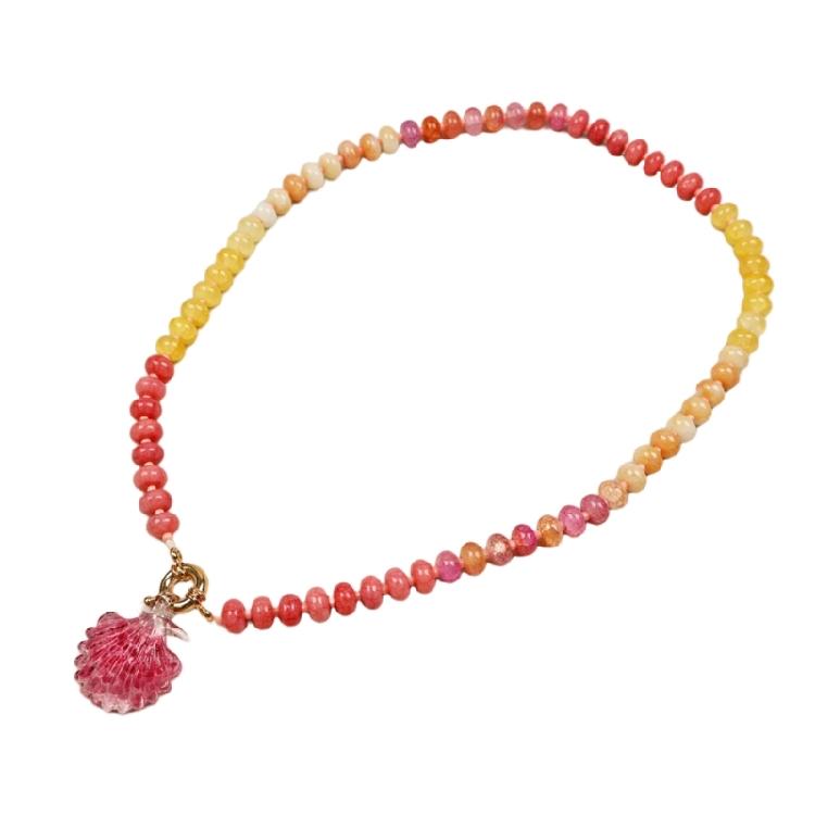 Elegant Handmade Flower Bead Necklace Multicolor Glass Beads Jewelry For Everyday Fashion Accessories