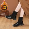 Skinny Stiefel Damen Frühling und Herbst Einzelstiefel flache kurze Stiefel Winter 2025 neue Samt elastische Sockenstiefel weiches Leder Martin Stiefel