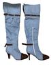New denim boots with high heels, fashionable knee length women's boots, autumn and winter denim high heels, sexy buttons