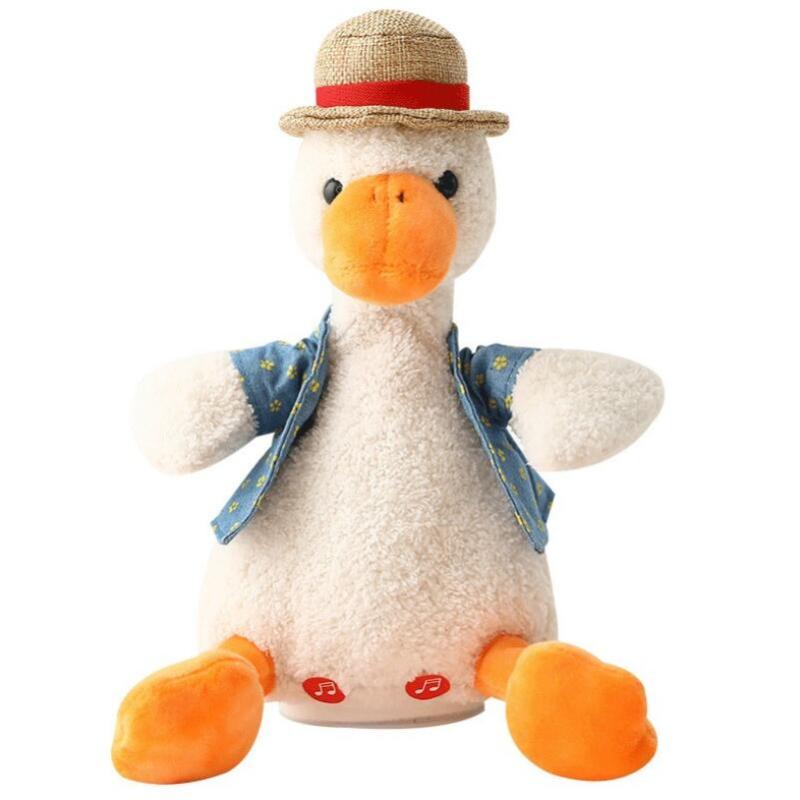 

Забавная зарядка через USB, обучающая разговору, повторяющая утка, плюшевая игрушка, кукла, подарок на день рождения для взрослых детей, 200 песен, говорящих и танцующих, запись белый