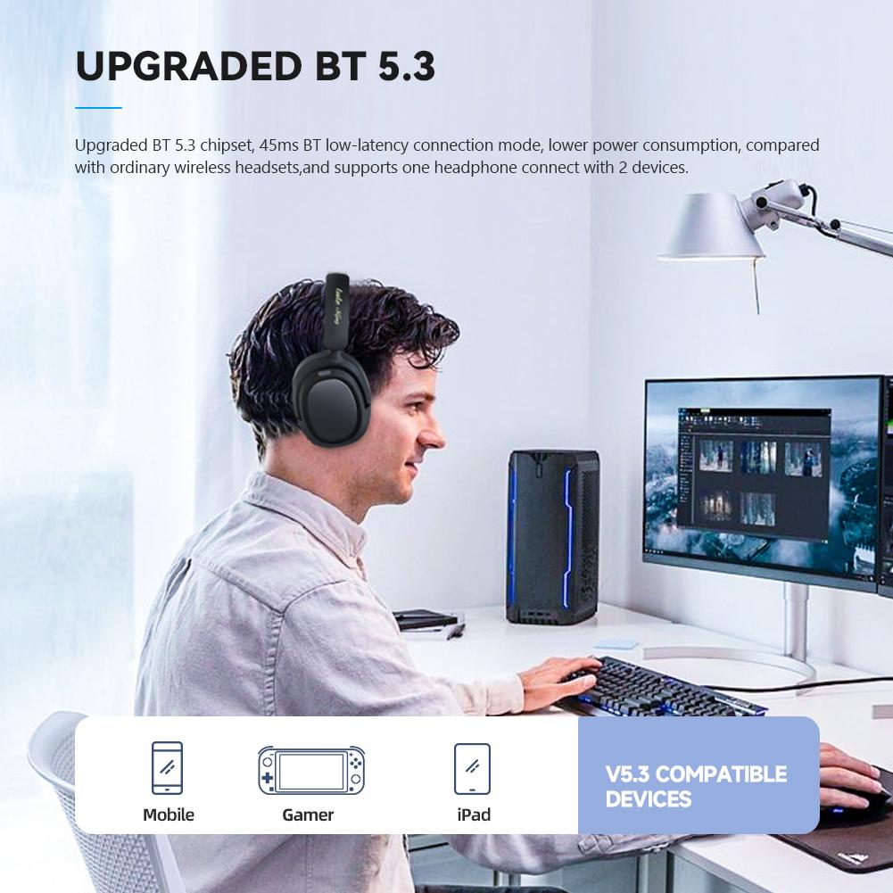 2.4G Wireless Headphone ANC Headset Bluetooth-compatible Music Gaming Earphone