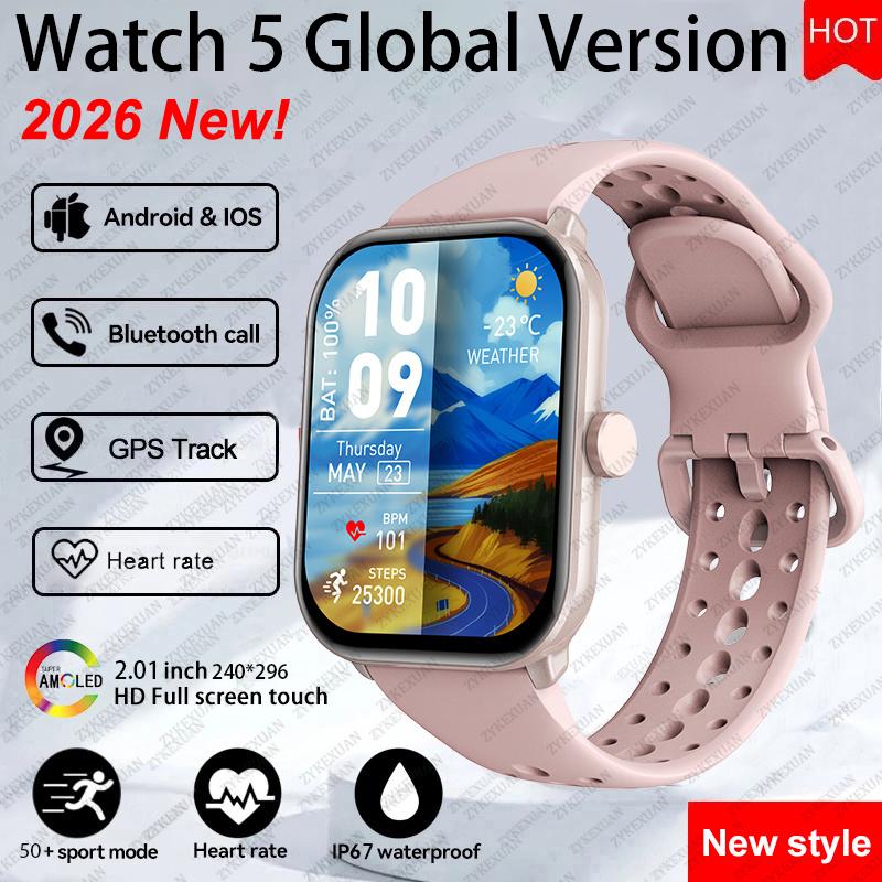 New Watch 5 Smart Watch Women AMOLED Screen Fitness Tracker Heart Rate ECG Waterproof GPS Track Call Smartwatch For iOS Android