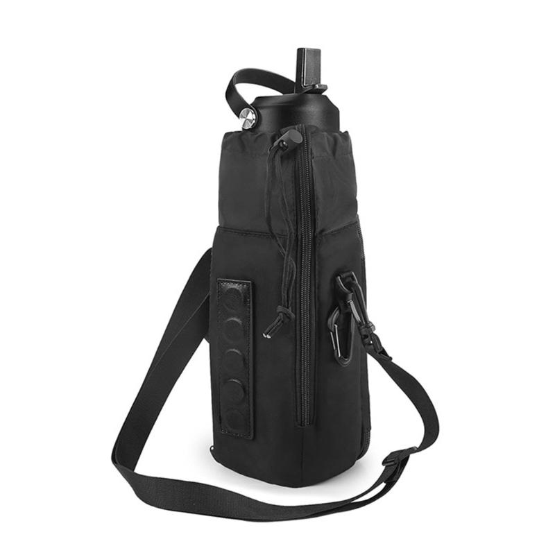 Magnetic Sleeve Pouch for Water Bottle Waterproof Detachable Strap Gym Bottle Bag with Multiple Storage Compartments