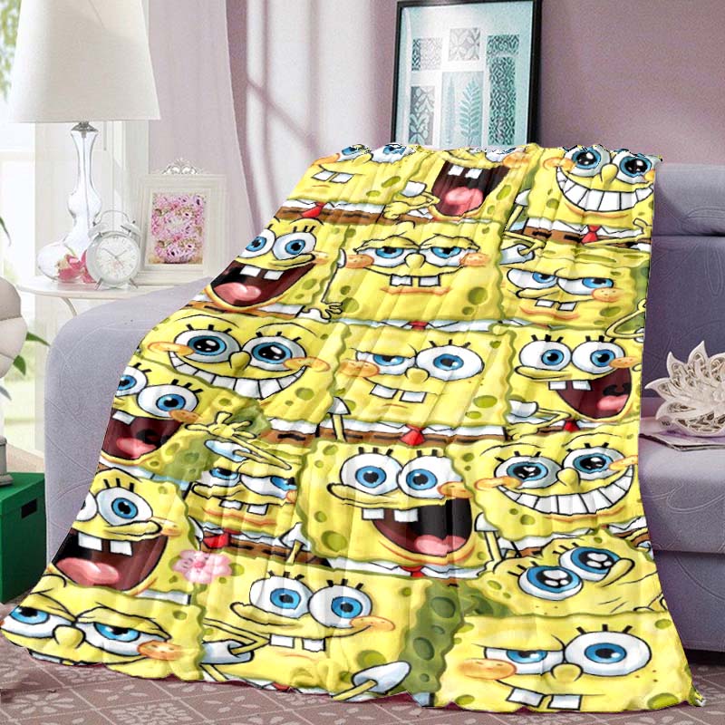 

DIY SpongeBob SquarePants Printed Blanket, suitable for living room and bedroom use as a shawl, ideal for home, office and leisu 75x90cm