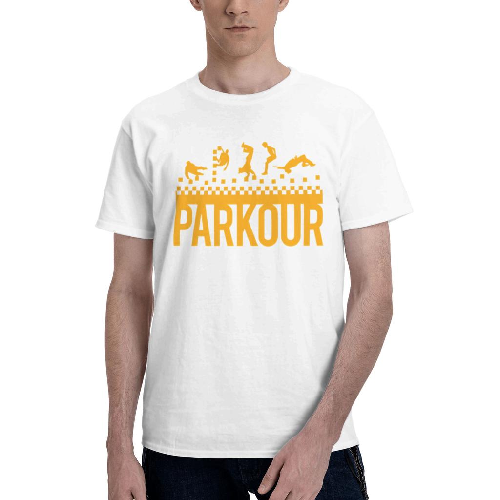 Yellow Mens T Shirt Parkour Unique Tee Shirt Short Sleeve Round Collar 100 Cotton Summer Clothes TShirt