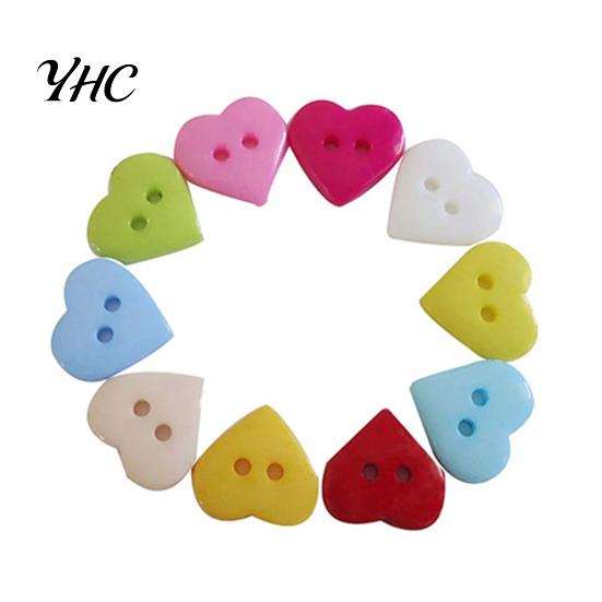 100PCs Heart Mixed Colors Resin Buttons Fit Sewing or Scrapbooking 10mm