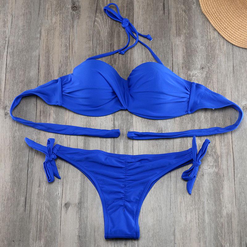 Bikini Rõhutus Tagumik Bikiinide Komplekt Padjad Push Up Bikini S kuni XXL Ujumisriided Naistele Sidemega Ujumisriided Ujumisriided Naistele