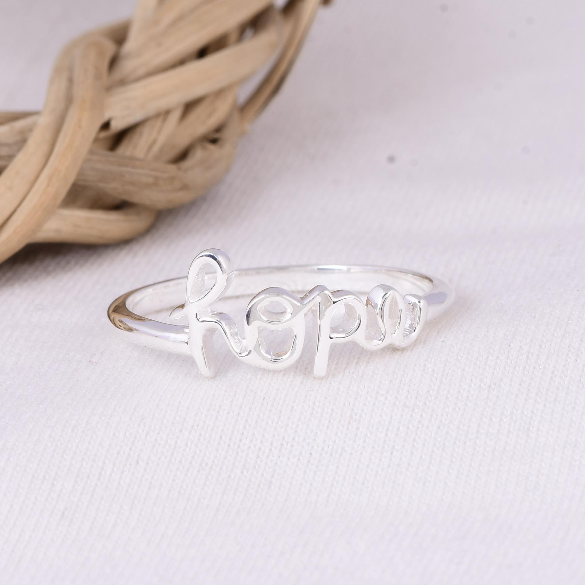 Hope Ring in 925 Sterling Silver, Inspirational Word Ring, Minimalist Silver Ring, Dainty Stackable Ring, Everyday Jewelry Gift for Her 5