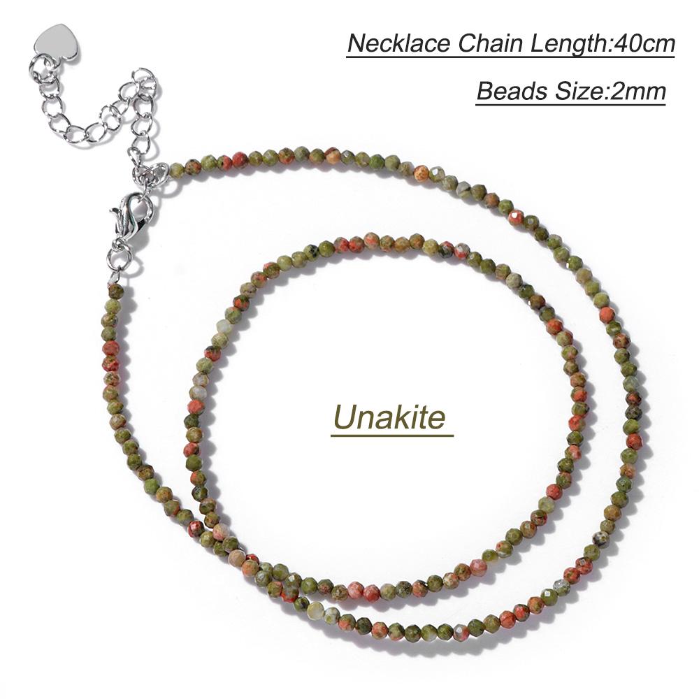 2mm Natural Crystal Beads Necklace Tiger Eye Stone Black Spinel Mix Quartzs Choker Clavicle Chains For Women Men Jewelry