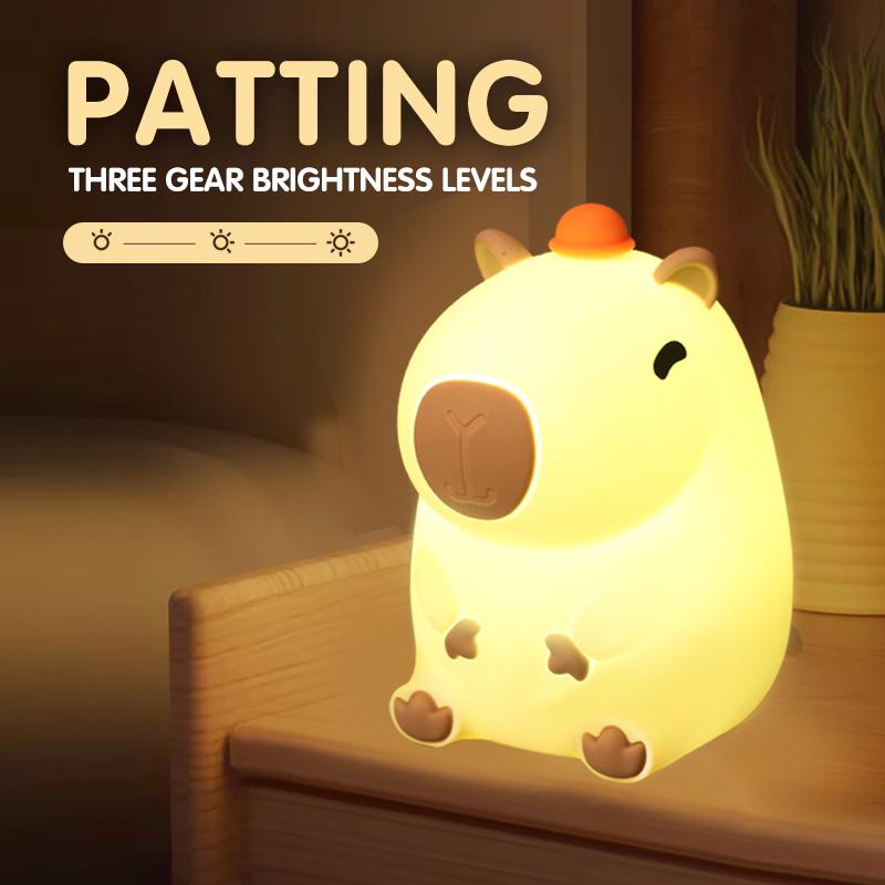 Cute Capybara Night Light Children's Silicone Nightlight Gift USB Rechargeable Animal Touch Bedside Sleep Lamp Decoration