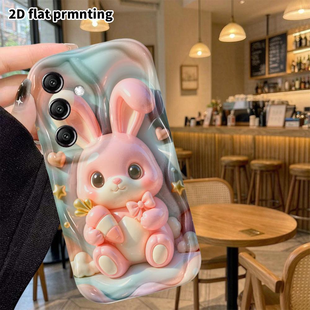 Phone Case: 2D Flat, Suitable for Samsung Galaxy A34 A35 M05 M06 S20 S22 S21 FE Plus 5G, Pink Little Bunny, Perfect Christmas and Halloween Holiday Gi