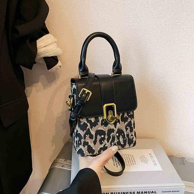 Patchwork-Taschen für Damen Herbst Winter Mode Leopardenmuster Mini Umhängetaschen feminin Reisen kleine quadratische Handytasche