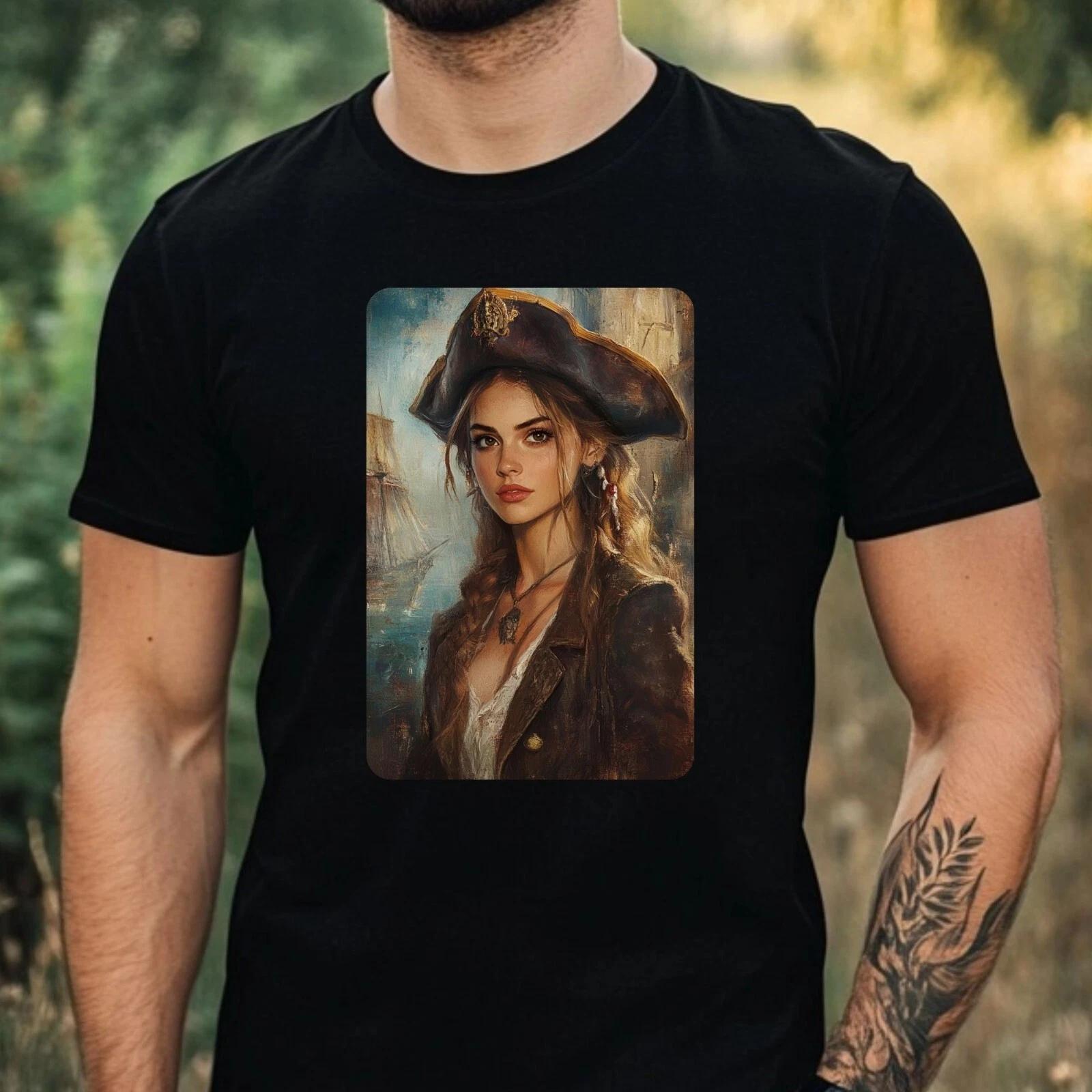 T-Shirt Herren Pirat Portrait Motiv Baumwolle Größe XS bis 5XL M