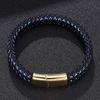 Fashion Jewelry Leather Bracelet Men Stainless Steel Clasp Male Bracelets Bangles Jewelry Gift