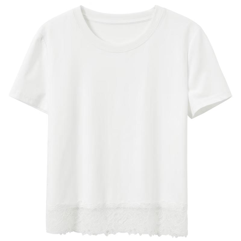 Sancai Women s 2026 Summer Lace Trim Short Sleeve T-Shirt L