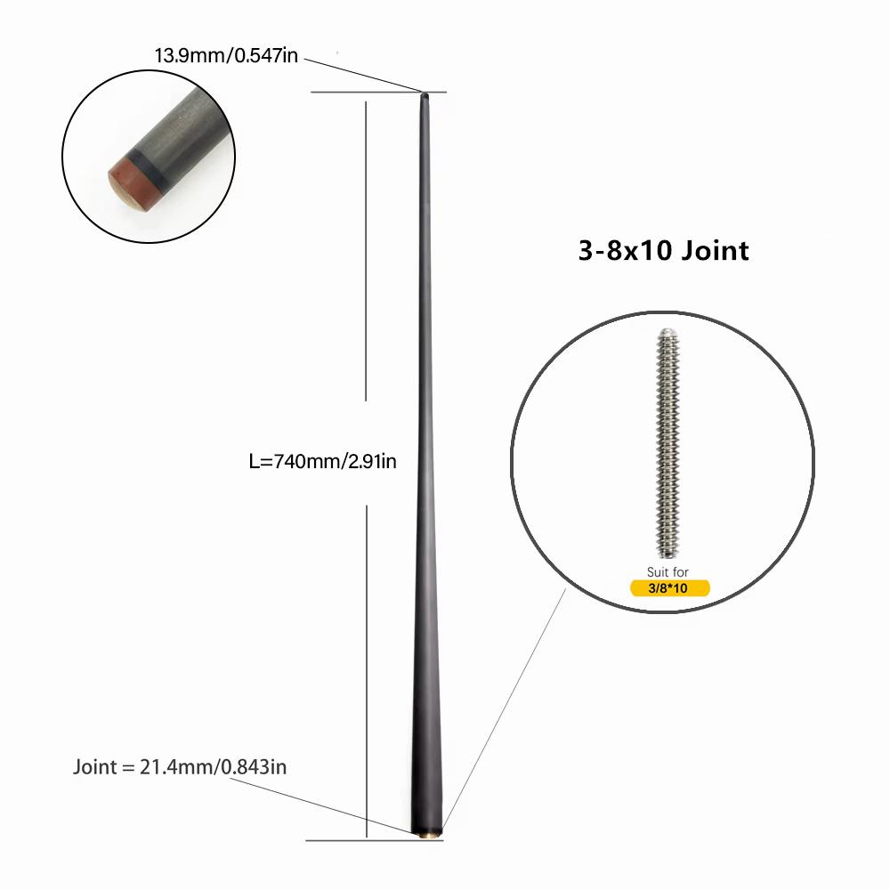 Profesionální karbonová tyč na kulečník | Nízká deformace, design Pro Taper s technologií Black Tech | Extra náhradní tyč na kulečník