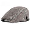 Unisex Glen Plaid Flat Cap Adjustable Ivy Cap Retro British Beret Spring Autumn Cabbie Hat Duckbill Cap for Men Women