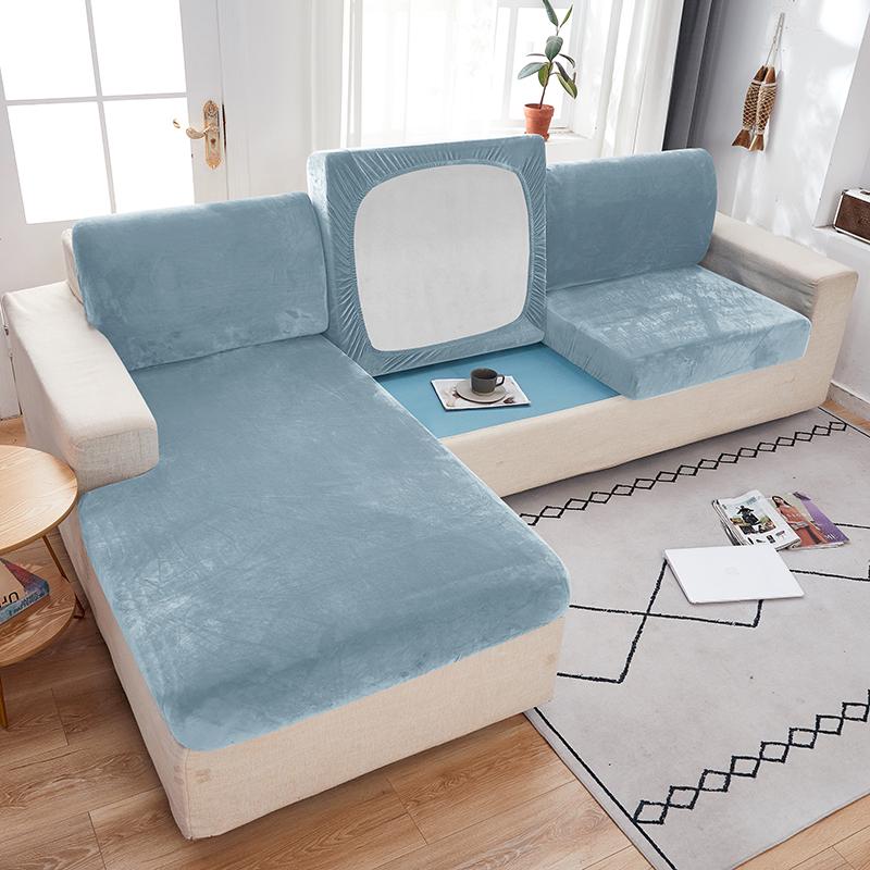 Samtstoff Sofa-Sitzbezug für Wohnzimmer, elastischer Sofa-Kissenbezug, weicher Couch-Schonbezug, Möbelschutz für Zuhause