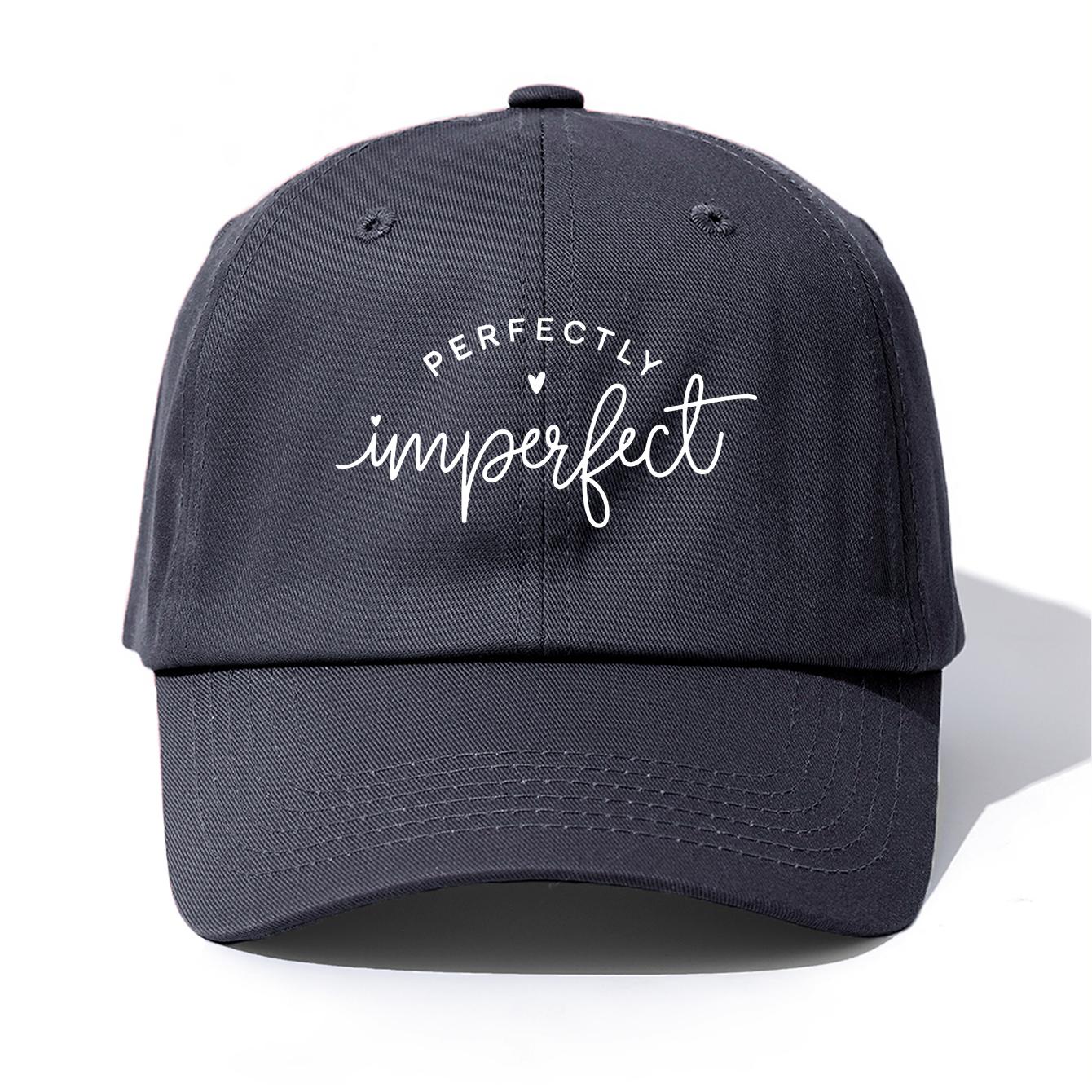 

1pc PEEFECTLY IMPERFECT Print Baseball Cap for Adults,Minimalist Retro Style Casual Soft Adjustable Dad Hat,Perfect As Gift серый