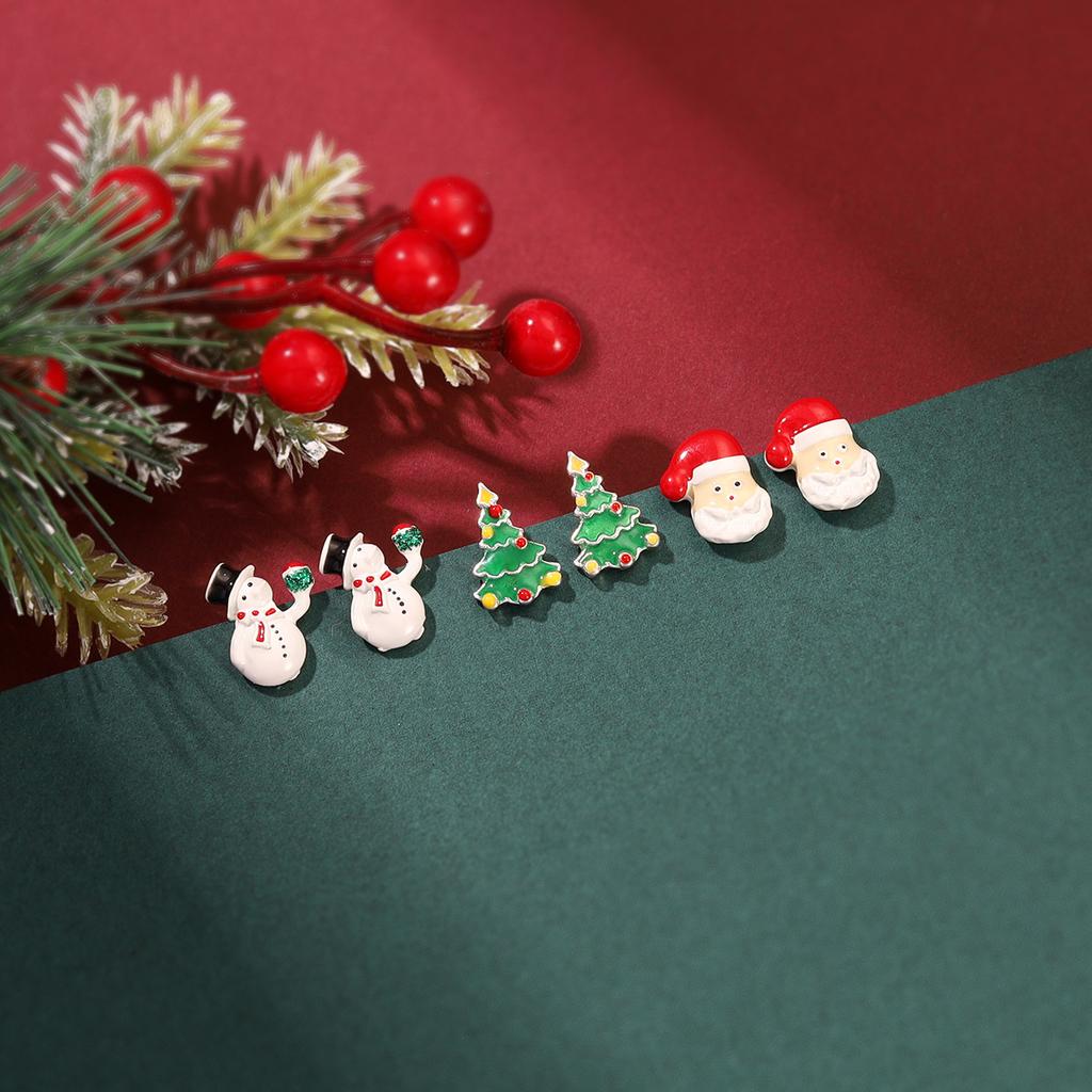 European and American cute cartoon Christmas earrings, autumn and winter Christmas gifts Santa snowman earrings