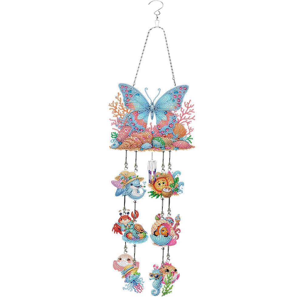 5D DIY Butterfly Wind Chime Double Sided Diamond Painting Home Decor 5D DIY Diamond Painting Dots Pendant for Home Wall Decor