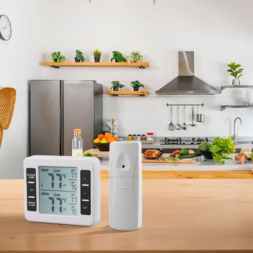 Digital Indoor Outdoor Thermometer with Alarm 12 Sensors Easy LCD Readout and Dual Temperature Display for Home Use